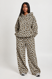 Sudadera con capucha de moda prémium extragrande para mujer, con estampado de leopardo blanco y amarillo, personalizada, al por mayor, estilo urbano - Product Image 5