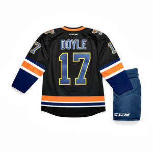 Uniforme de Hockey sobre Hielo Más Vendido en Negro con Rayas Naranjas, Jersey de Hockey sobre Hielo Extra Grande con Ropa Deportiva Corta y Transpirable - Product Image 2