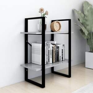 Librería de Madera Sintética y Metal Color Gris Concreto, Tamaño Mediano - Product Image 3