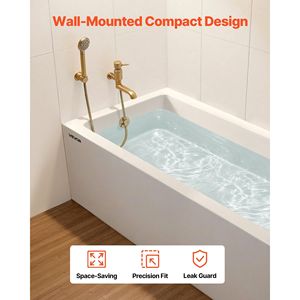Vasca da bagno contemporanea in acrilico da incasso 60x30 pollici con scarico a destra e foro di troppopieno, grande, per alcova 60x30 pollici - Product Image 5