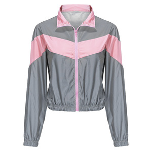 Women Gray Pink Color Blocking Sporty <b>Jogger</b> Pants Elastic Waist Quick Dry <b>Lightweight</b> Full Length Loose Fit - Product Image 2