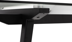 Modern Clear Tempered Glass Dining <b>Table</b> 1800mm Waterproof Durable <b>Matte</b> Black Metal Legs Minimalist Dining Room Furniture - Product Image 4