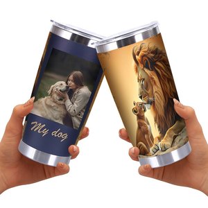 20oz Stainless Steel Tumbler <b>Double</b> <b>Wall</b> Insulated Travel <b>Mug</b> With Lion And Cub Design - Product Image 2