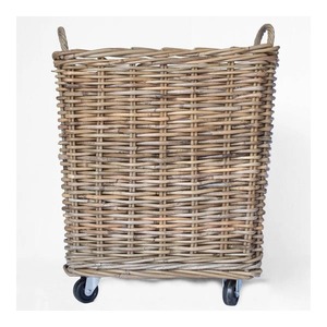 Rattan <b>basket</b> with wheels Handmade Storage <b>Basket</b> Wholesale eco-friendly Made in Viet Nam - Product Image 3