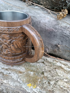 Mug en bois personnalisé avec motif de cheval rustique Mug en bois artisanal avec design sur le thème du cheval - Product Image 6