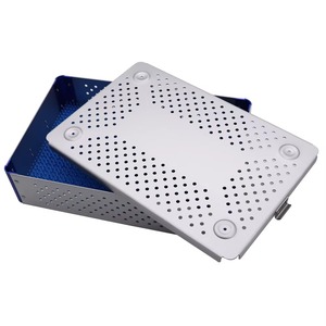 Aluminum Sterilization <b>Box</b> with Silicone Mat & <b>Locking</b> Lid for Surgical Instruments 300mm*200mm*90mm By Mahfooz Instruments - Product Image 2