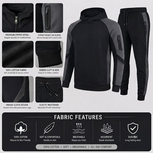 Professional Men's Hooded Sweat Tracksuit Cotton Fleece Pullover <b>Athletic</b> Running Gym Fitness Lifestyle Winter Wear Tracksuit - Product Image 6