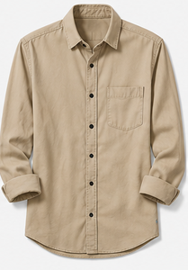 เสื้อเชิ้ตแขนยาวลำลองสำหรับผู้ชาย คอปกพับได้ แขนยาวเต็มตัว ผ้าฝ้าย - Product Image 3