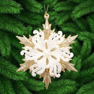 Décoration de Noël et du Nouvel An en gros, ornement en acrylique 3D en forme de flocon de neige bicolore couleur champagne - Product Image 1