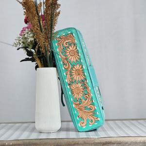 Nuevo Estuche de Gran Capacidad 2026 para Rizador y Plancha de Pelo, de Cuero Vacuno Floral Grabado a Mano, Resistente al Calor, Organizador de Viaje - Product Image 1