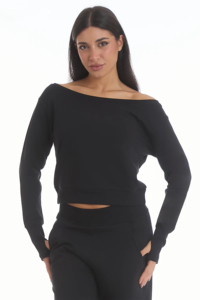 Haut court décontracté style streetwear pour femme, noir mat, épaules tombantes, 100 % coton molletonné, à capuche, manches longues, pour le sport et l'hiver - Product Image 2