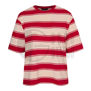 Camiseta de Cuello Redondo de Punto, Informal, Transpirable, a Rayas Rojas, para Verano - Product Image 3