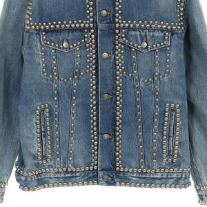 Chaqueta de Mezclilla Personalizada para Hombre, sin Capucha, con Cuello Alto, Detalle de Botones con Logotipo Frontal, Diseño Impreso, Talla y Logotipo Personalizables - Product Image 2