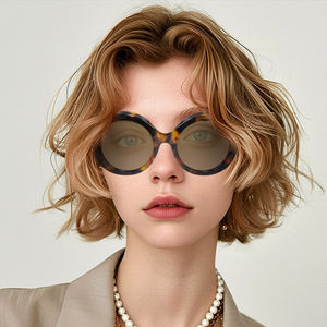 Wholesale New Trend Ladies OEM ODM Custom Logo Retro <b>Large</b> Round <b>Sunglasses</b> - Product Image 1