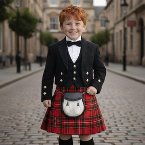 Conjunto de Kilt Escocés de Alta Calidad para Niños, Chaqueta Estilo Príncipe Charlie, Disponible en 50 Tartans - Product Image 3