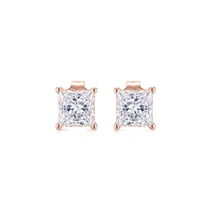 Boucles d'oreilles élégantes en or massif 10K 14K 18K avec diamants de laboratoire taille princesse, certifiés IGI, couleur DEF, clarté VS VVS - Product Image 2