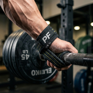 Sangles de levage personnalisées en gros pour soulevé de terre, strongman, powerlifting – Sangles en coton antidérapantes avec prise renforcée et support poignet - Product Image 3