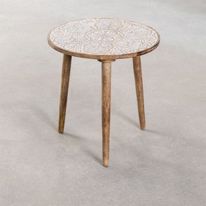 Vandana Terra Nimbus <b>Round</b> <b>side</b> <b>table</b> Ø45 cm in Tienga mango wood - Product Image 3