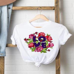 Camiseta de Verano de Manga Corta para Mujer, Corte Ajustado, de Algodón, con Estampado Tejido, Servicio de Logotipo Personalizado de Alta Calidad - Product Image 1