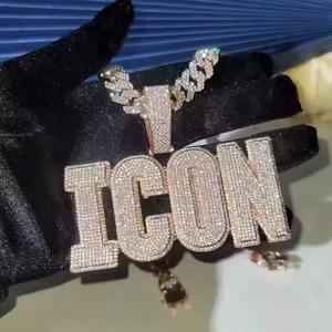 จี้ฮิปฮอปสีเงิน ดีไซน์แฟชั่นสตรีทใหม่ ประดับเพชรโมอิสซาไนต์ รูปทรงกากบาทคริสเตียนแบบสั่งทำพิเศษ ทรงบาแกตต์ งานละเอียด - Product Image 2