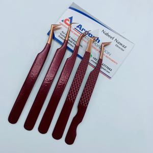 คีมหนีบขนตาจับเพชรแบบมืออาชีพแหนบปลายแหลมทำจากสเตนเลสสีน้ำตาลแดงกุหลาบทอง - Product Image 3