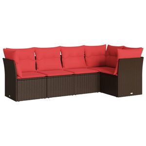 Ensemble de canapés de patio en polyrotin marron 5 pièces avec coussins, ensembles de jardin - Product Image 2