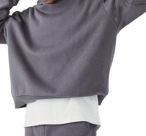 High Quality 100% Cotton Breathable Winter Hooded Heavyweight Eco-Friendly Solid Casual Gym Fitness Training Running <b>Tracksuit</b> - Product Image 3