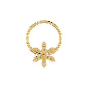 Piercing de nez en or 14 carats avec diamant naturel rond brillant de 0,05 ct, certifié GIA, motif floral - Product Image 5
