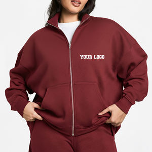 Sudadera con capucha y cremallera completa, cuello alto, logotipo personalizado, ropa de invierno para embarazadas, diseño de colores mixtos para mujer - Product Image 1