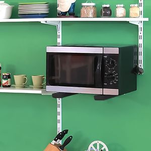 Mensola a Parete per Microonde a Forma di L, Facile Installazione, Regolabile, Resistente alla Ruggine, Supporto in Acciaio al Carbonio, Capacità 35KG - Product Image 4