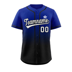 Camiseta de Béisbol Personalizada con Degradado Azul y Negro, Nombre del Equipo 00, Sublimada, Transpirable, Absorbe la Humedad, Unisex, Adulto, Manga Corta - Product Image 2
