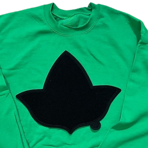 Green Crew Neck Sweatshirt with <b>Black</b> Leaf Shape Applique <b>Long</b> Sleeve Pullover Casual Women's Fashion <b>Top</b> Cozy Streetwear - Product Image 3