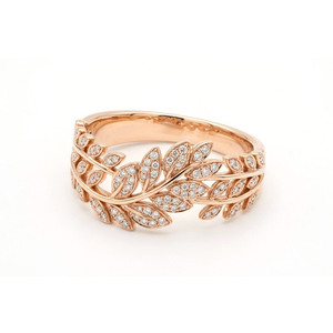 Olive Leaf Leaf-shaped Multi-row Rose Gold <b>Fine</b> <b>Rings</b> for Women - Product Image 6