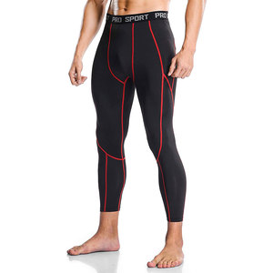 Compression Gym Wear Men Sports Breathable Four-Way Stretch Solid <b>Pattern</b> Workout Tight <b>Leggings</b> - Product Image 1