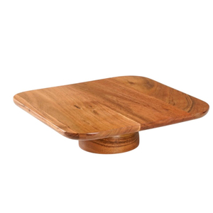Support à gâteau rond en bois de manguier naturel, fait main, style moderne, écologique, bord festonné, finition marron, support à gâteau décoratif en bois - Product Image 5