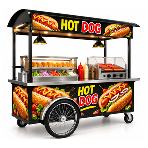 Chariot à hot-dogs mobile avec plaque chauffante, chariot de restauration en acier inoxydable - Product Image 2