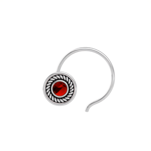 Pendiente de Nariz con Engaste de Granate Redondo en Plata de Ley 925, Estilo Indio, para Mujeres y Niñas - Product Image 3