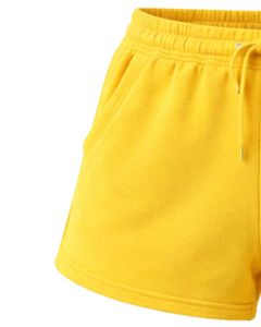 Shorts en molleton de coton jaune vif personnalisés pour femmes, taille élastique, décontractés, pour l'été, vêtements de détente, fabricant sur mesure, qualité supérieure - Product Image 3