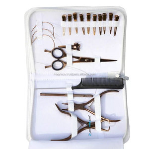 Rose Gold Plated Weft Hair Extension Plier Micro <b>Link</b> Tool Kit With Hair Cutting Scissor, <b>Quick</b> Hair Parting Tools Loop Needle - Product Image 5