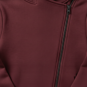 Unisex Maroon Hooded Zipper Sweatshirt Regular Fit Solid Color Casual Autumn French Terry 100% Cotton Knitted Hoodie - Product Image 2