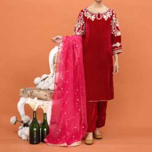 Ensemble en velours orné de 3 pièces pour femmes Collection de pantalons premium PW4267 - Product Image 3