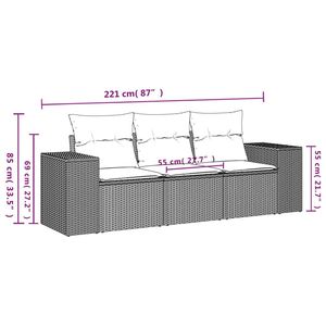 Conjunto de Sofás Grandes para Patio, en Ratán Sintético Negro con Acero con Recubrimiento en Polvo, Elegantes Sofás de Jardín - Product Image 3