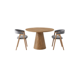 Ensemble de salle à manger en teck artisanal de luxe ARTERRA, table ronde sur piétement moderne et chaises pour restaurant - Product Image 1