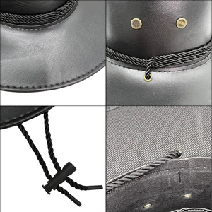 Nuevo Sombrero de Sol de Ala Ancha de Color Sólido para Hombre y Mujer, Sombrero de Vaquero Occidental Personalizado, Sombrero de Vaquero Unisex de Cuero PU - Product Image 3