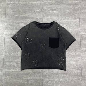 Camiseta Personalizada 100% Algodón con Estampado DTG, Corte Crudo en los Puños, Estilo Oversize, con Salpicaduras, Lavado Ácido Vintage y Bajo sin Rematar - Product Image 1