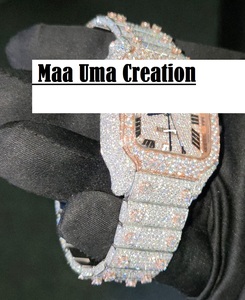Maa Uma Creation Custom Moissanite <b>Watches</b> Analog Quartz Automatic Roman Numerals Japanese Style Glass Crystal Unisex Elegant - Product Image 3