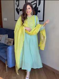 Pure Mul Chanderi Weaving Zari Jacquard Lagadi Suit Set <b>Top</b> And Pant With Beautiful Banarasi Lagadi Dupatta A-line Anarkali Set - Product Image 2