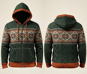Fabricant de sweats à capuche tricotés épais personnalisés à marque privée, vente en gros de sweats à capuche thermiques doublés en polaire - Product Image 1