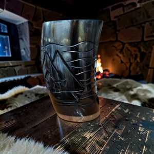 Tasse à boire authentique en corne de bœuf Viking, faite à la main, en corne naturelle, style rustique nordique, pour collectionneurs, cadeaux - Product Image 3
