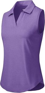 Polo sin Mangas con Cuello en V para Mujer - Camiseta de Golf Transpirable de Alto Rendimiento - Camiseta Ligera sin Mangas para Tenis y Verano - Product Image 4